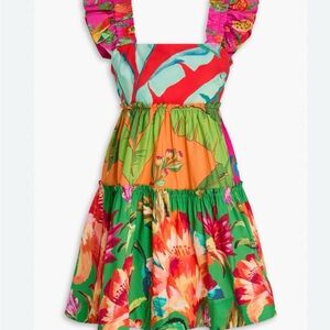 FARM Rio Multicolor Floral Mini Dress - Green, Orange, Pink, Red, Blue